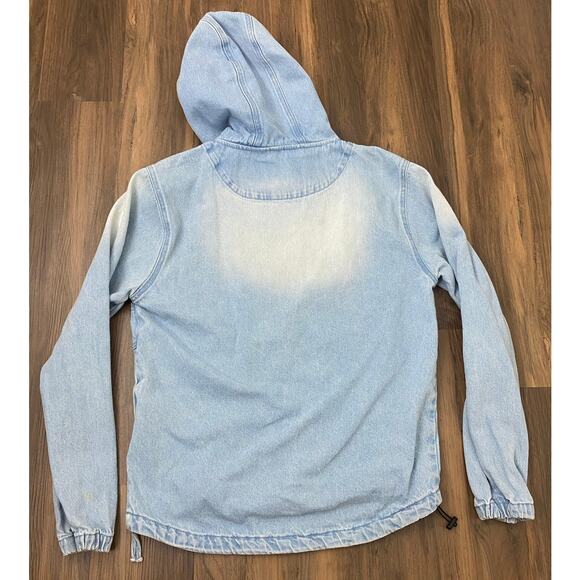 VTG Women i5 Apparel 1/2 zip denim jean cotton pullover hoodie, L - Picture 3 of 4